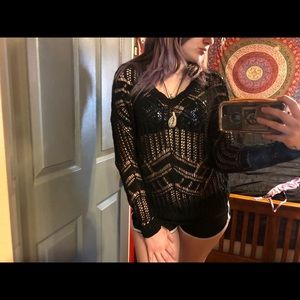 Fishnet sweater cover. Festival attire coverup :)